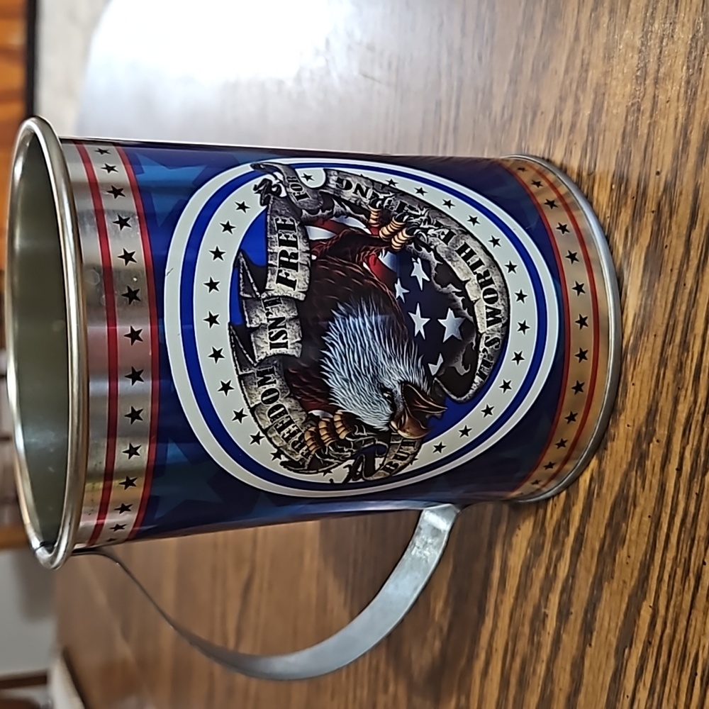LETHAL THREAT Collectors Bayou Billy Tin Stein Cup Mug "Freedom Isn't Free"-2010